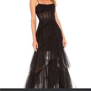 BGBMAX Black Tiered Tulle Maxi Dress with Sheer Bodice